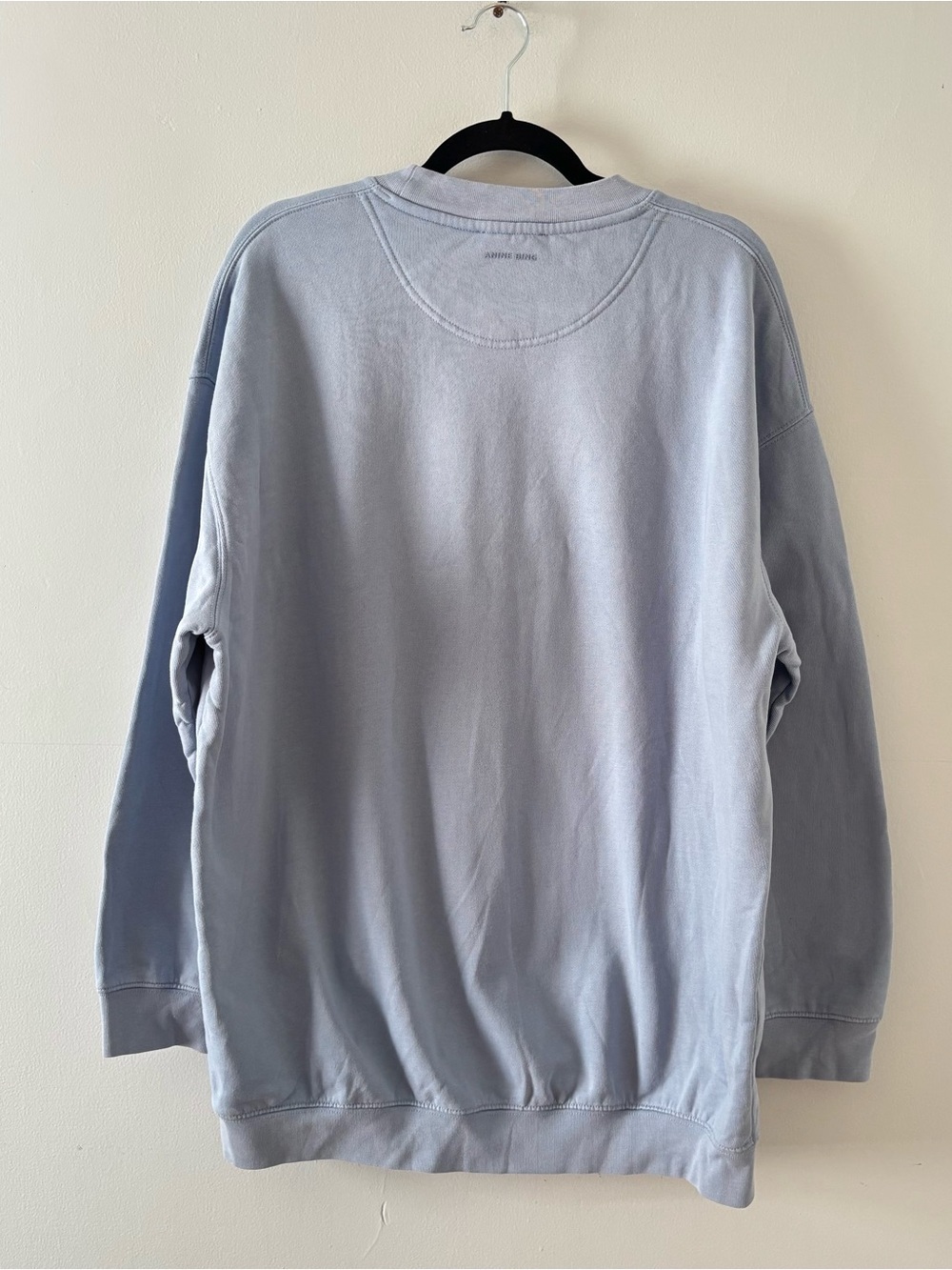 Anine Bing Tyler Crewneck in Capri Blue Oversized Sweatshirt Sweater Graphic - Picture 9 of 10